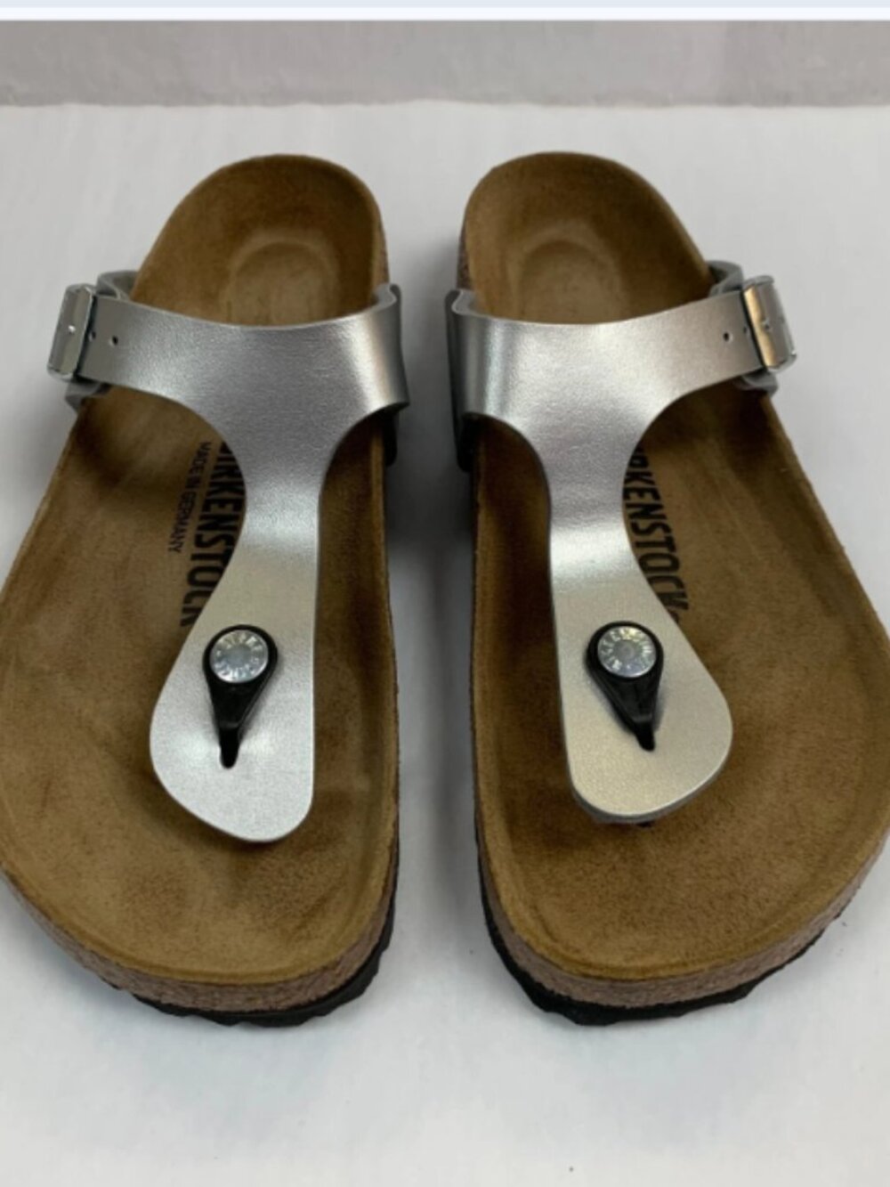 Birkenstock Gizeh Silver Birko-Flor Narrow Width Sandals